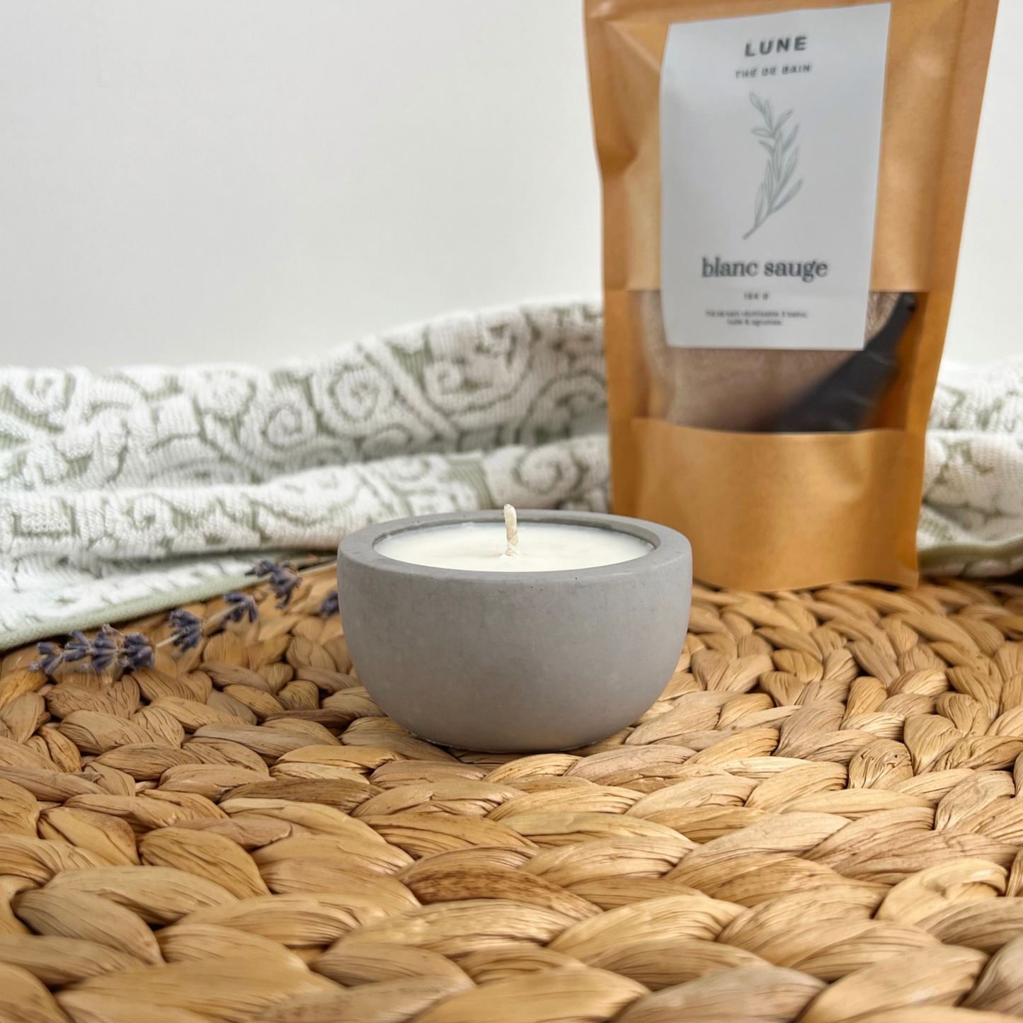 Chandelle LUNE | lavande & ylang-ylang | blanc sauge