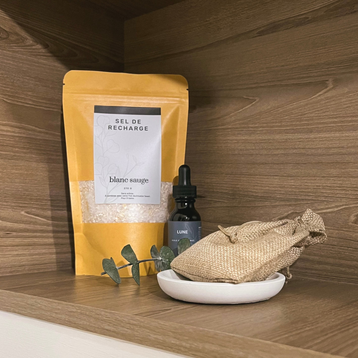 Huile de Bain Lune Recharge pour 3 bains | blanc sauge
