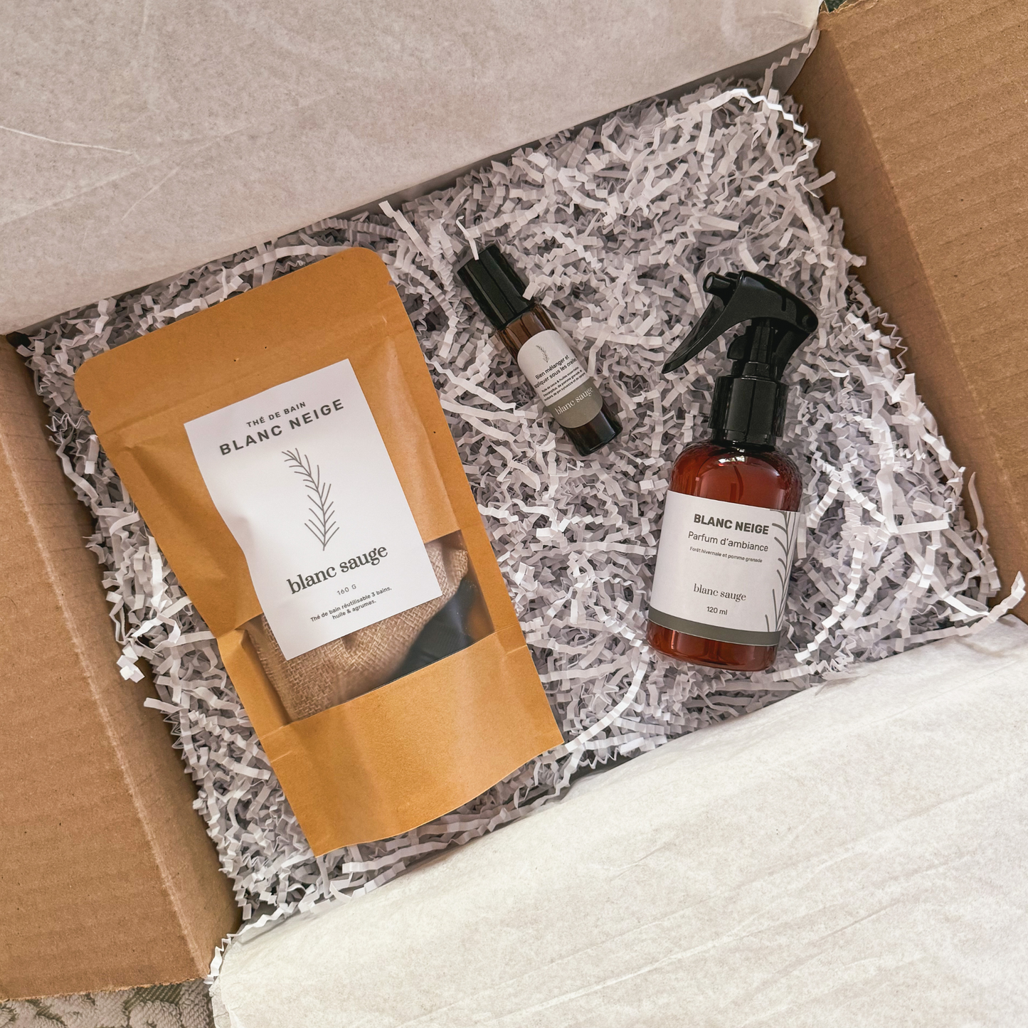 Ensemble Trio Hivernal blanc neige | blanc sauge